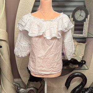 Parker White Off-Shoulder Ruffle Blouse